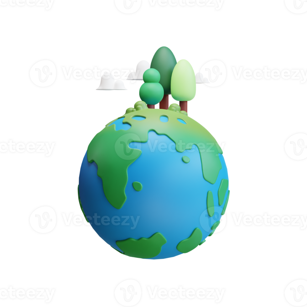 earth. 3d Green Ecology icon, go green, save planet, plants. png