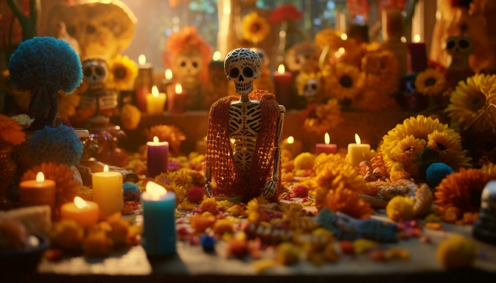 Candlelight glowing, decoration symbolizes spirituality and traditional Halloween celebration generated by AI photo