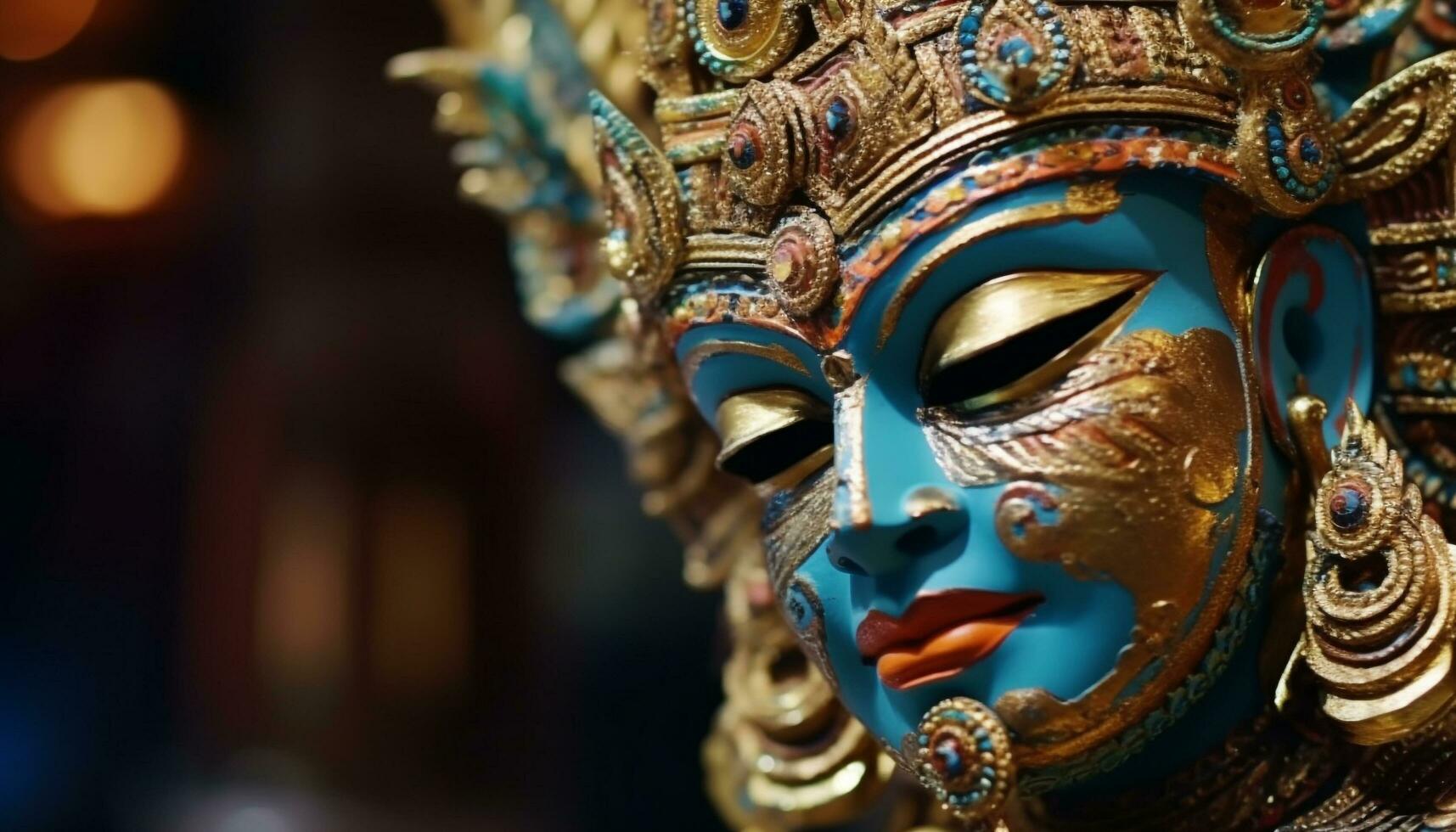 Beautiful sculpture of a Hindu god in Bali generated by AI photo