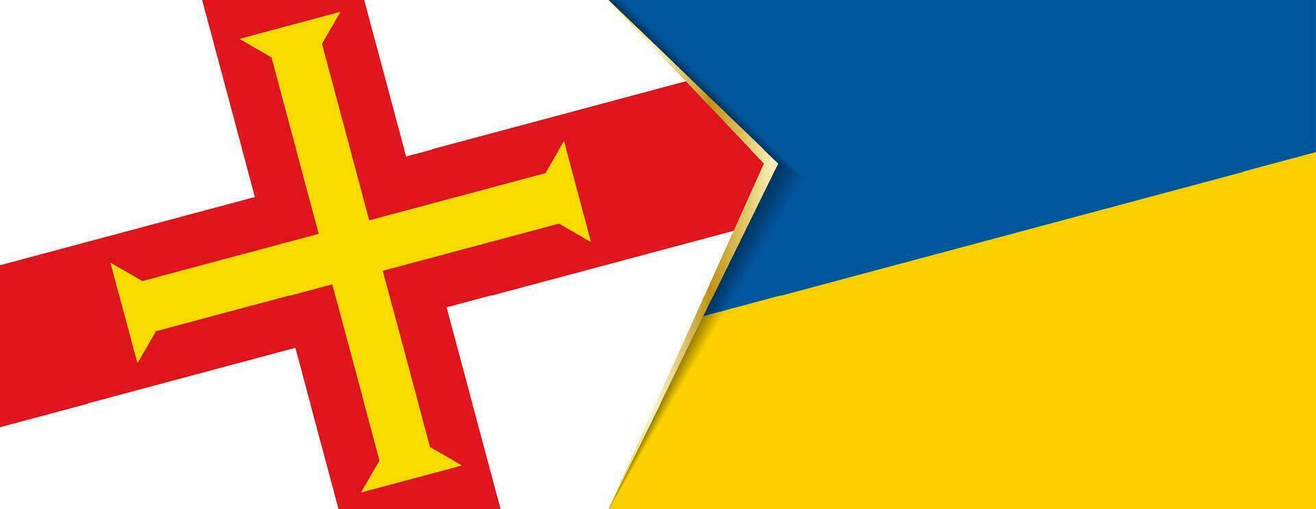 Guernsey and Ukraine flags, two vector flags.