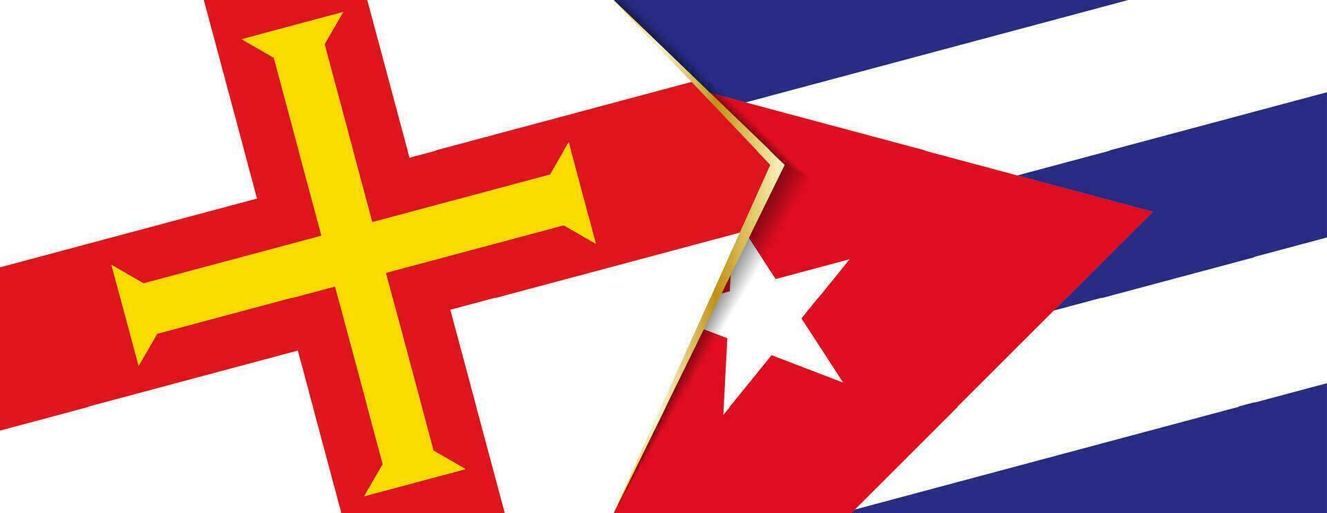 Guernsey and Cuba flags, two vector flags.