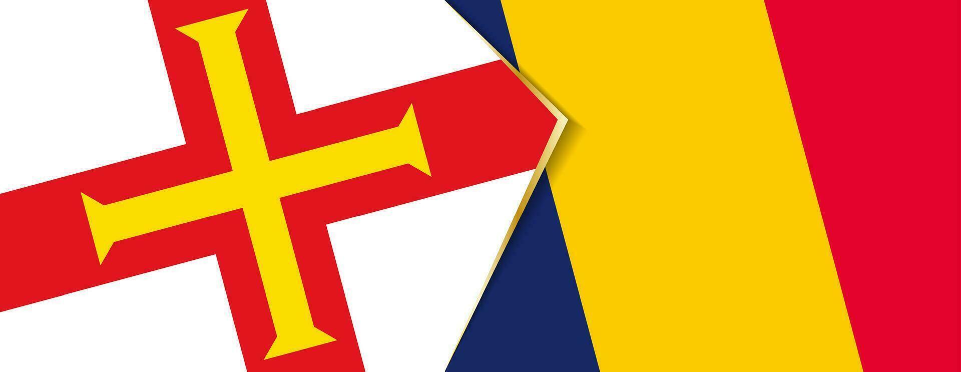 Guernsey and Chad flags, two vector flags.