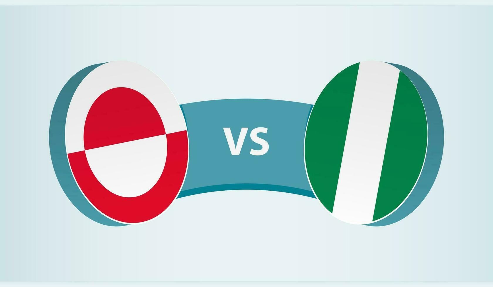 Groenlandia versus Nigeria, equipo Deportes competencia concepto. vector