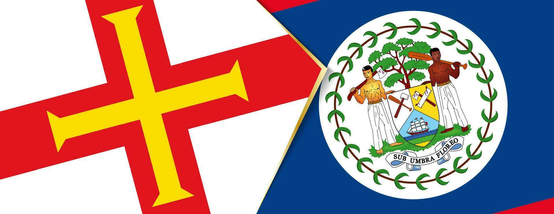 Guernsey and Belize flags, two vector flags.