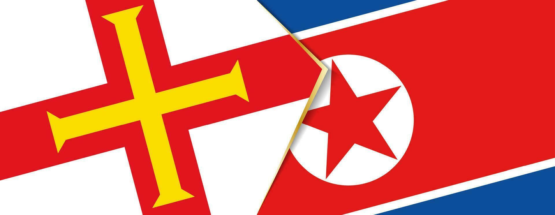 guernsey y norte Corea banderas, dos vector banderas