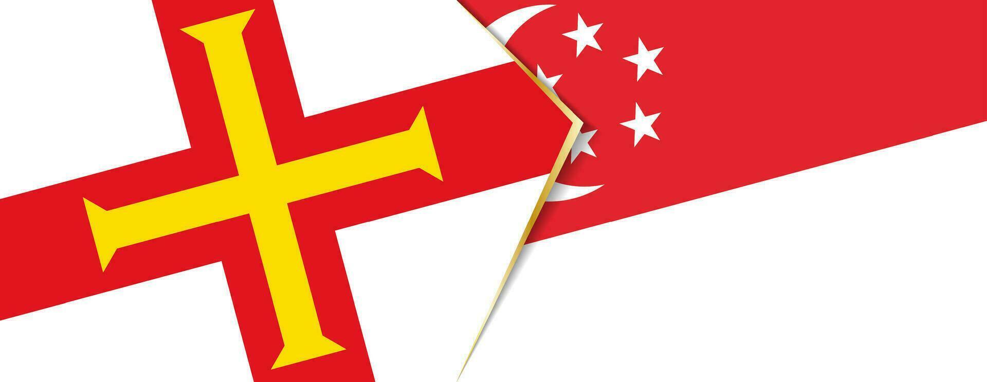 guernsey y Singapur banderas, dos vector banderas