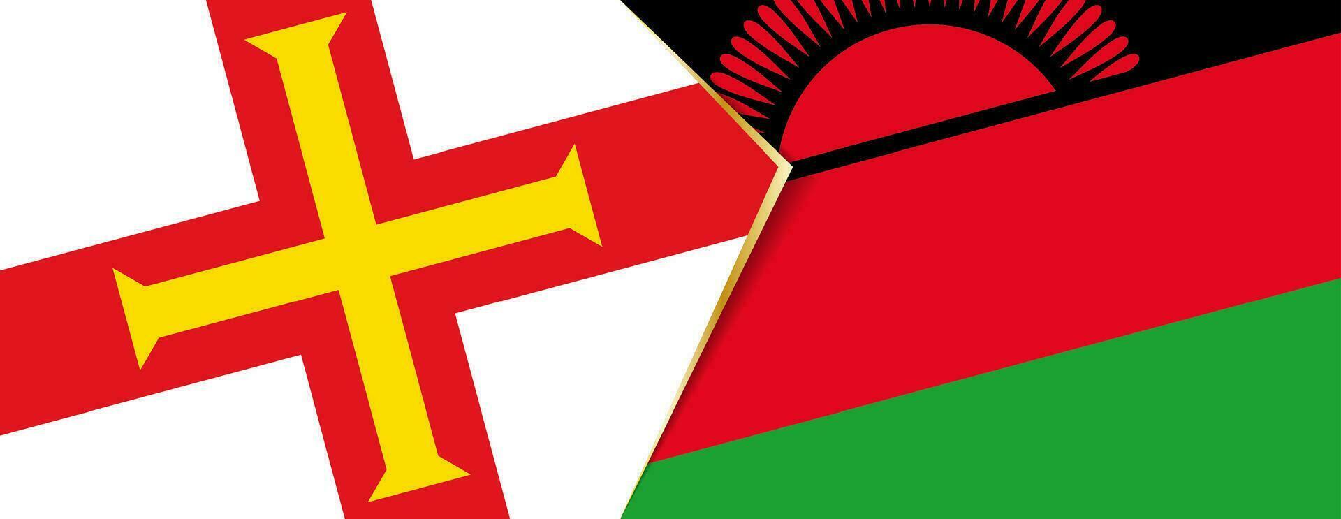 Guernsey and Malawi flags, two vector flags.