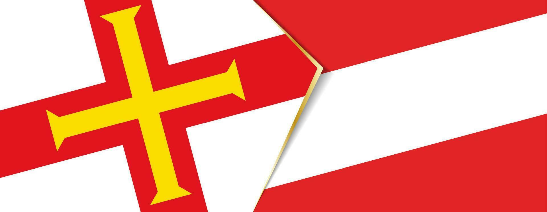 Guernsey and Austria flags, two vector flags.