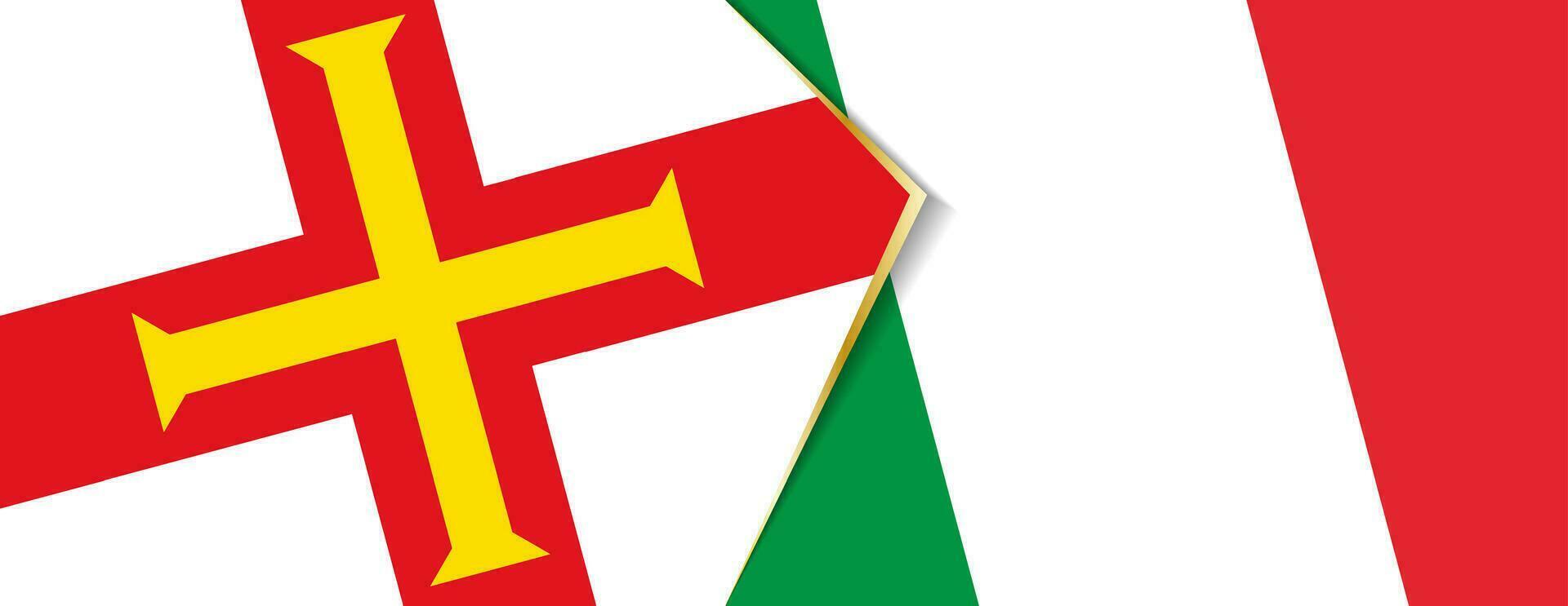 Guernsey and Italy flags, two vector flags.