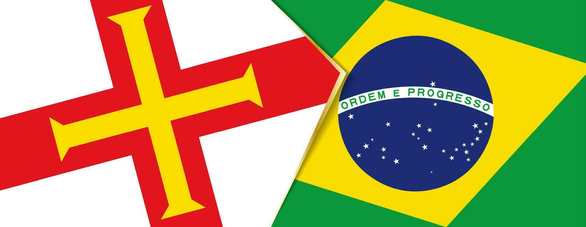 Guernsey and Brazil flags, two vector flags.