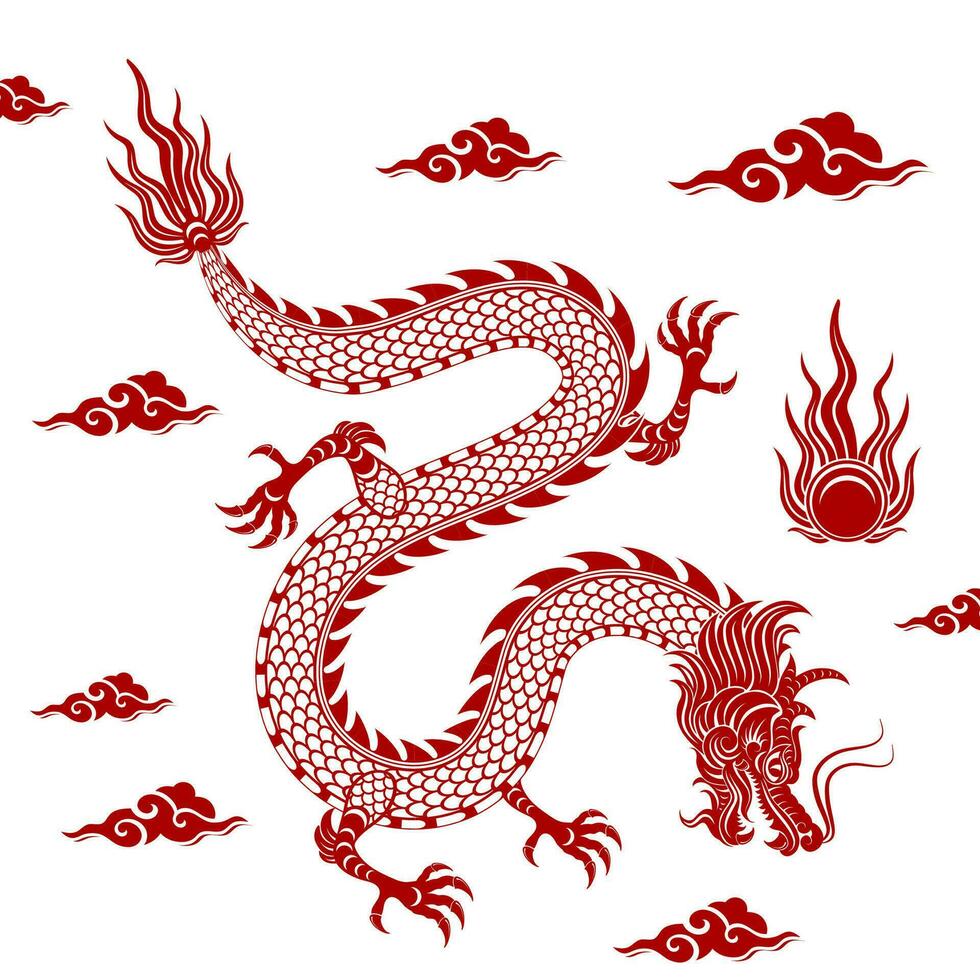 Traditional red Chinese Dragon vector