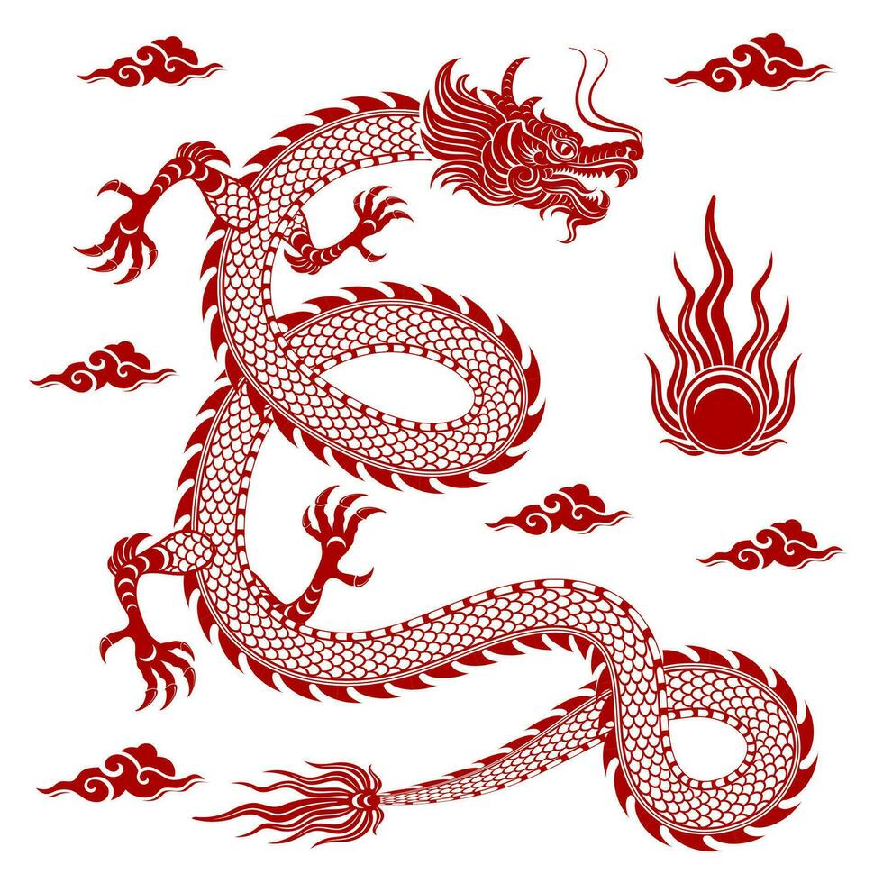 Traditional red Chinese Dragon vector