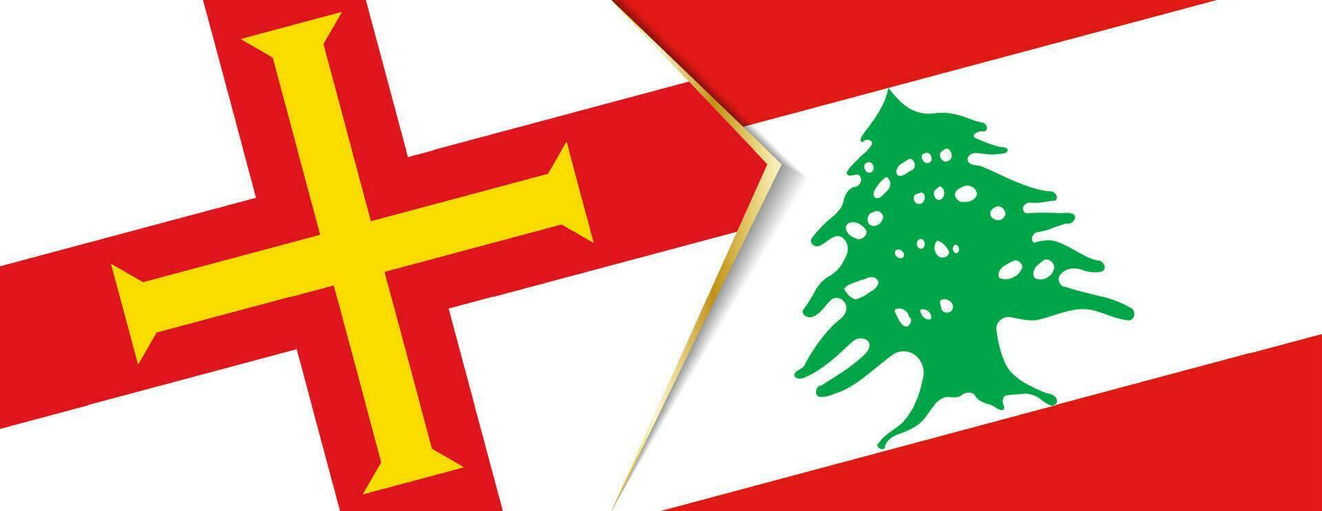 guernsey y Líbano banderas, dos vector banderas