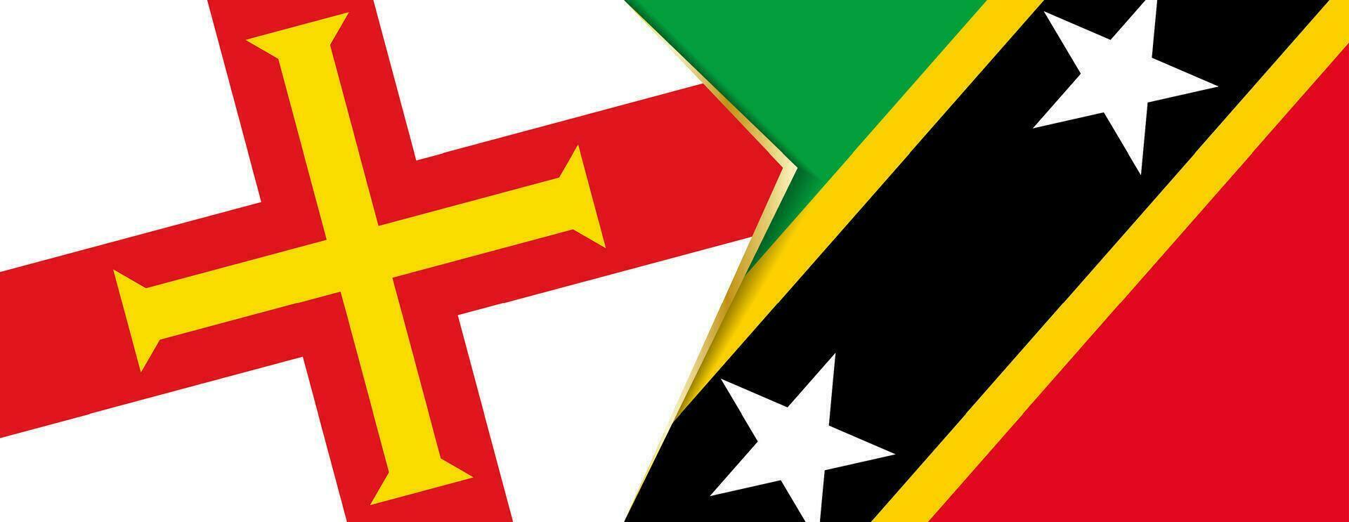 Guernsey and Saint Kitts and Nevis flags, two vector flags.