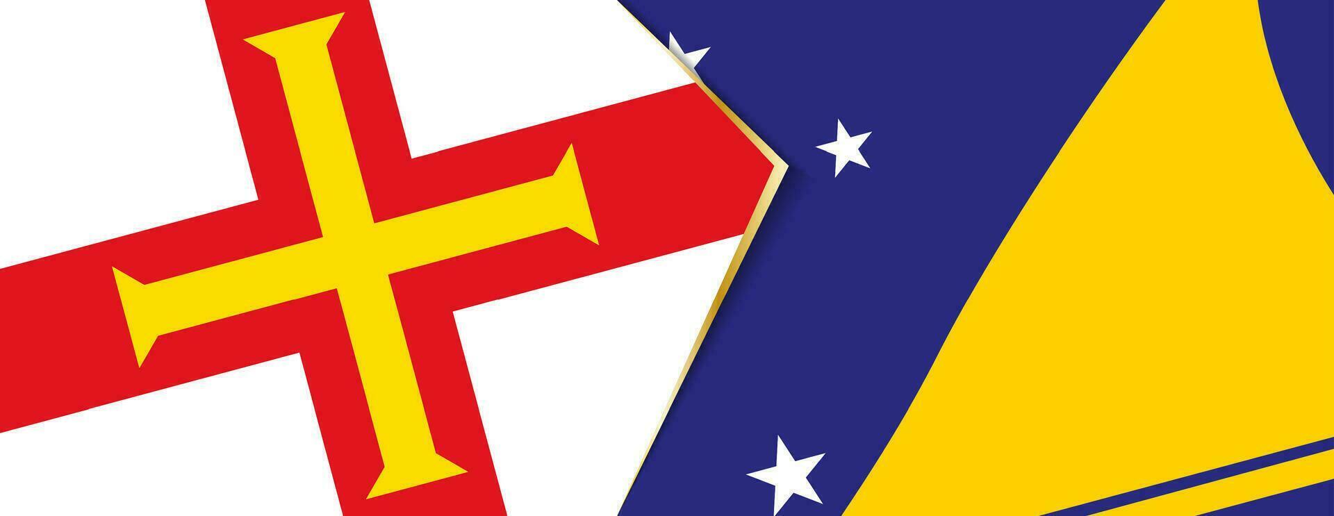 guernsey y tokelau banderas, dos vector banderas