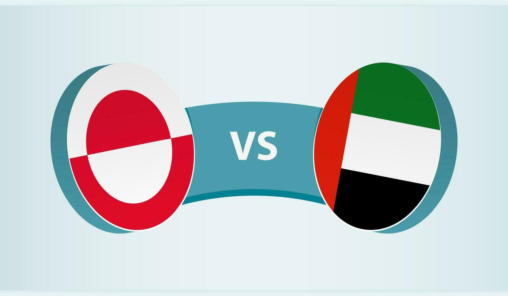 Greenland versus United Arab Emirates, team sports competition concept. vector