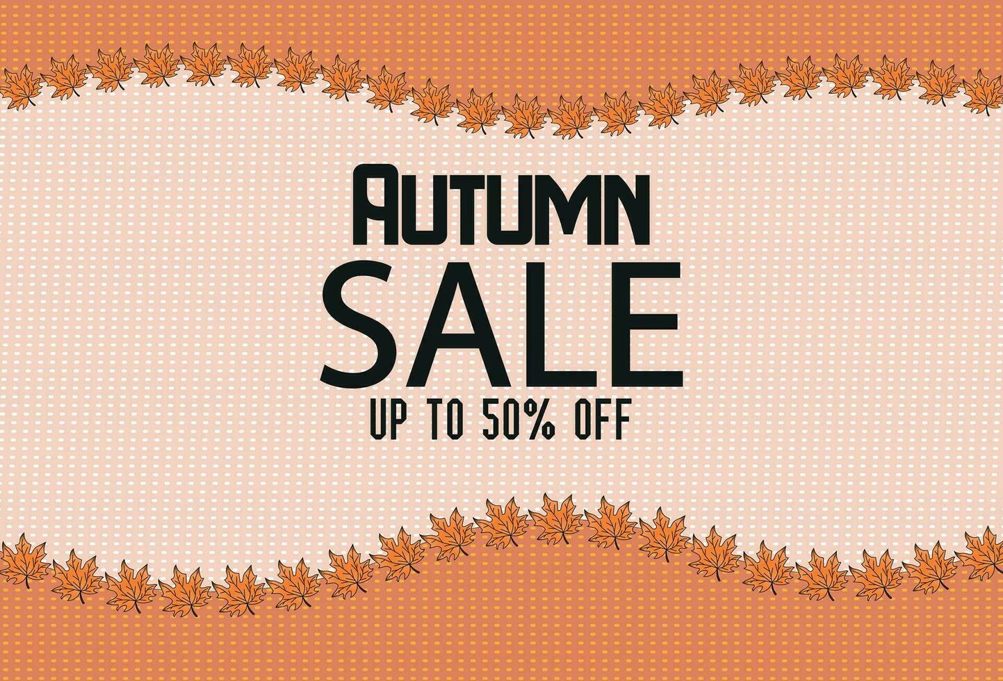 Elegant Autumn Sale Banner with Up to 50 Off Discount, Featuring Beautiful Fall Leaves vector