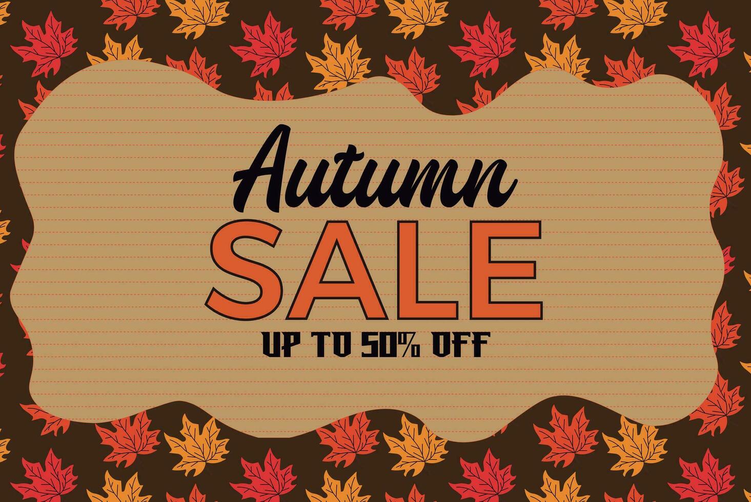 Elegant Autumn Sale Banner with Up to 50 Off Discount, Featuring Beautiful Fall Leaves vector