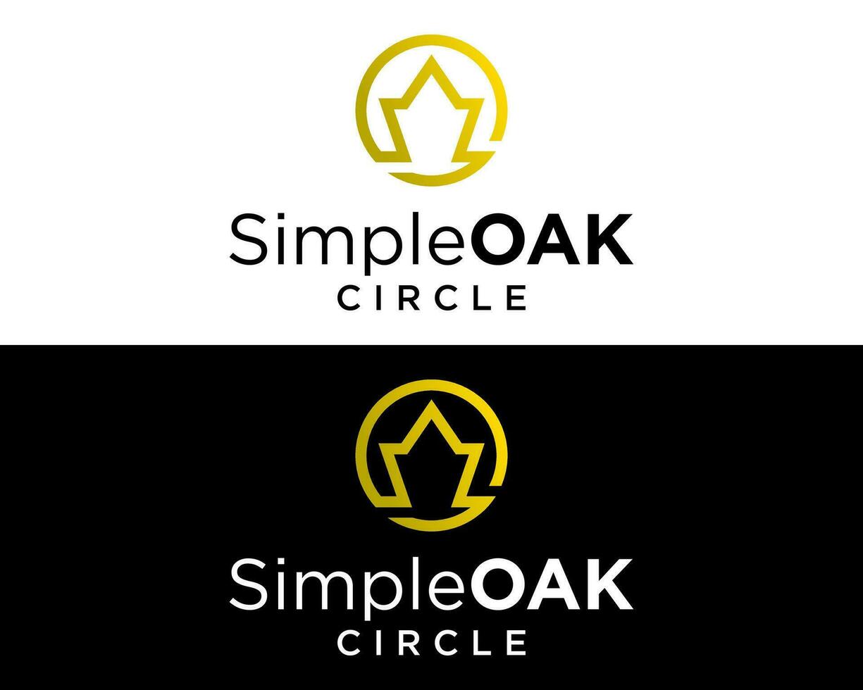 Simple natural fresh oak leaf circle logo design. vector