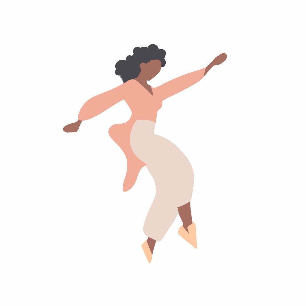 vector illustration. Dancing Stylish woman. isolated cartoon outline characters on white background.