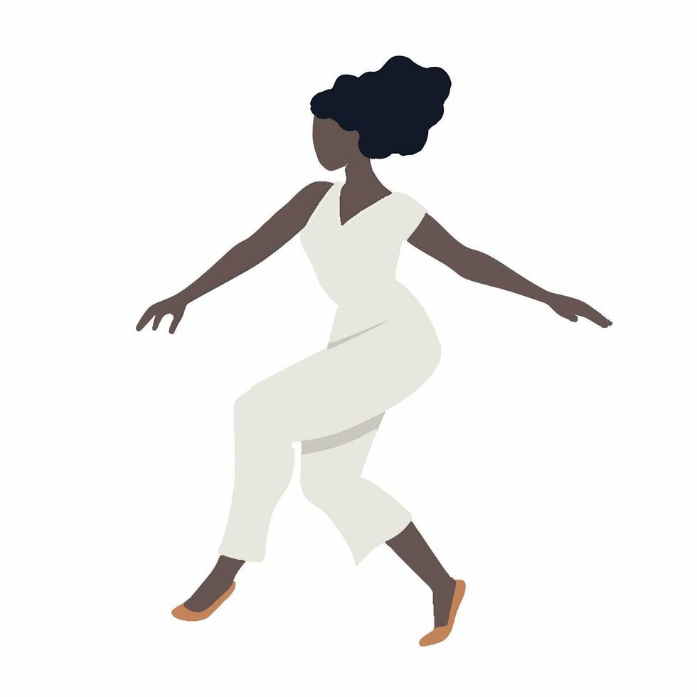 vector ilustración. bailando elegante mujer. aislado dibujos animados contorno caracteres en blanco antecedentes.