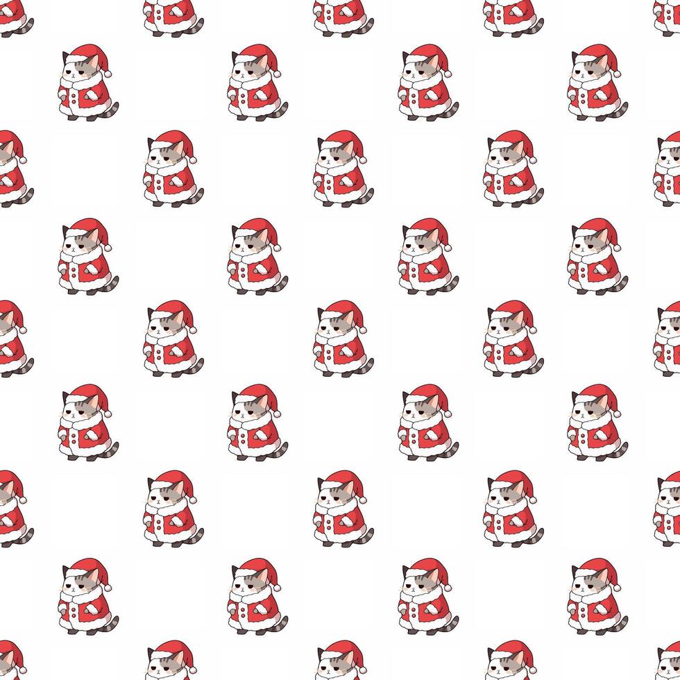 Cute seamless cat Christmas pattern design for decorating, backdrop, fabric, wallpaper and etc. vector