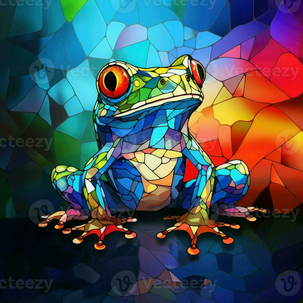 Frog in stained glass style photo