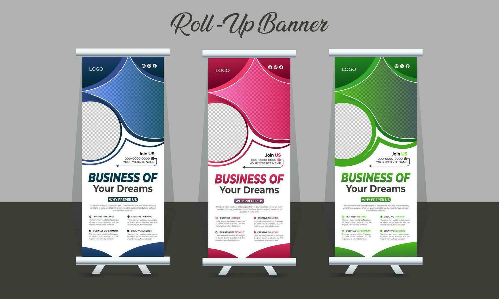 Creative Corporate RollUp Banner design or pullup banner template