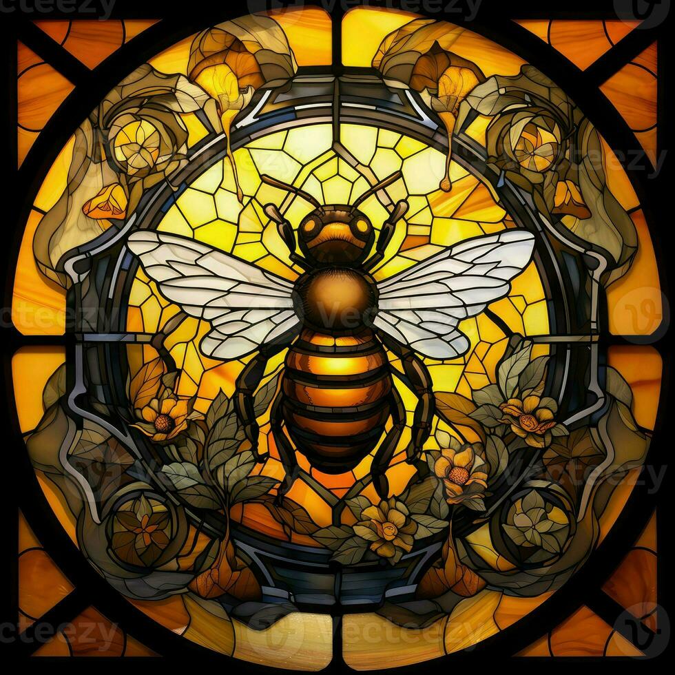 Bee in stained glass style photo