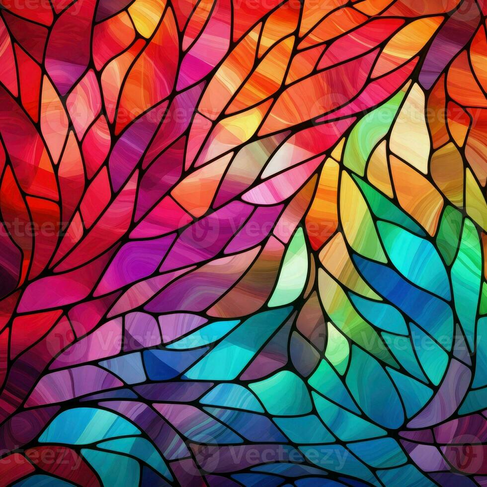 Abstract rainbow background in stained glass style photo