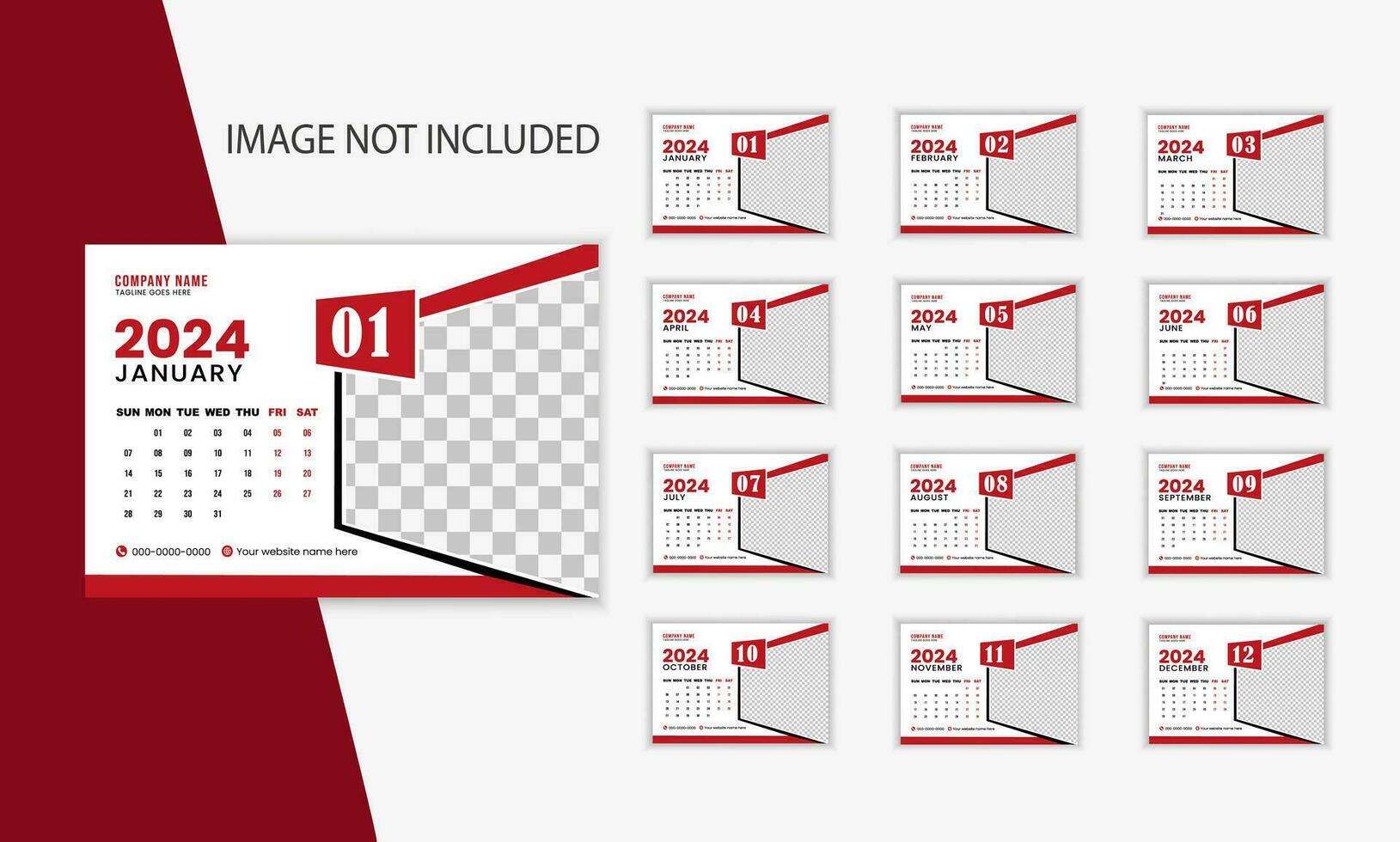 Desk calendar for 2024 year in clean minimal style. 32855763 Vector Art