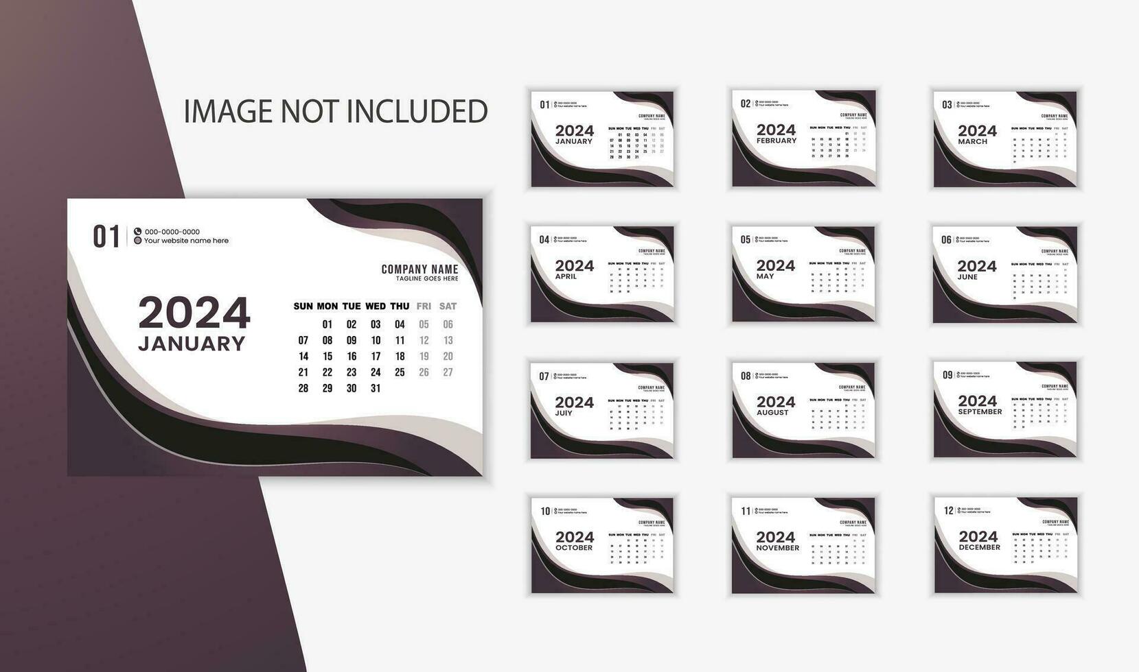 Desk calendar for 2024 year in clean minimal style. 32855768 Vector Art