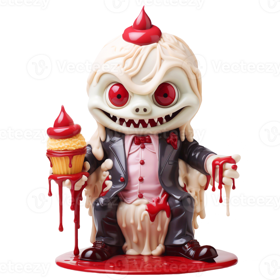 Halloween sweets, Creepy cake with zombies and skeletons. AI generated png