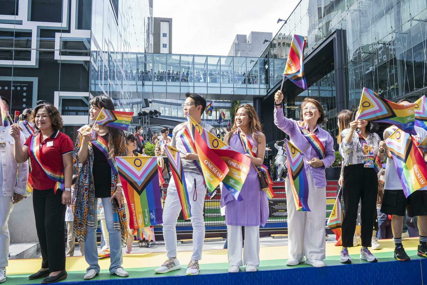 Bangkok, Thailand - JUN 4, 2023 Siam Center The World of Freedom and Pride 2023, The short action and atmosphere of people joins celebrations in the event. photo