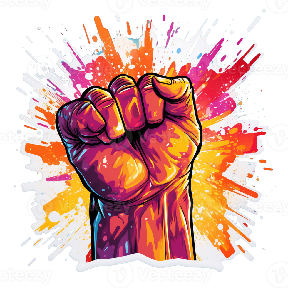 SYMBOL OR SIGN OF FREEDOM.HAND GESTURE FIST UP.Generated by AI png