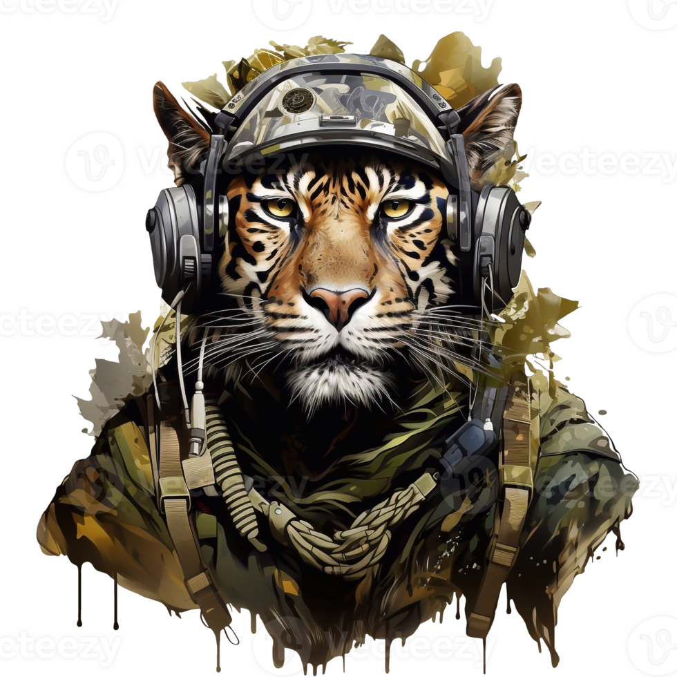 TIGER IN THE FORM OF A SOLDIER. SPECIAL RECORD. Generated by AI png