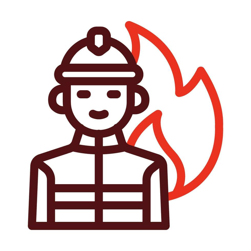 Fireman Vector Thick Line Two Color Icons For Personal And Commercial Use.