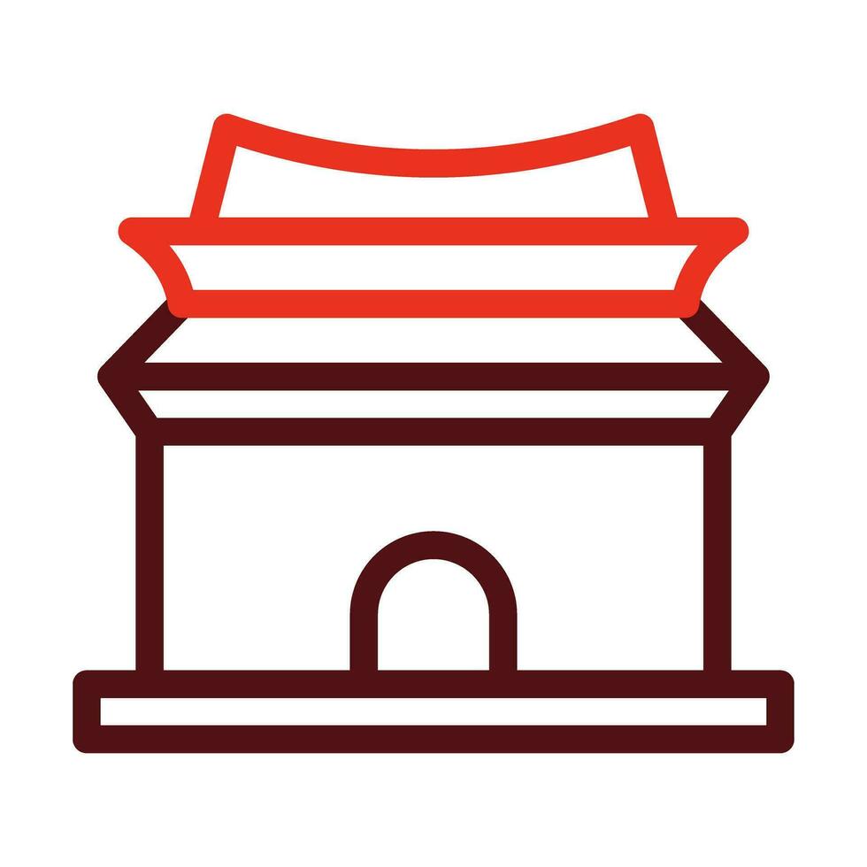 Ming Dynasty Tombs Vector Thick Line Two Color Icons For Personal And Commercial Use.