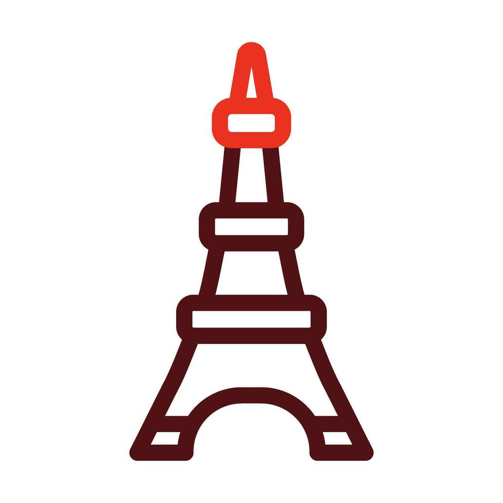Eiffel Tower Vector Thick Line Two Color Icons For Personal And Commercial Use.