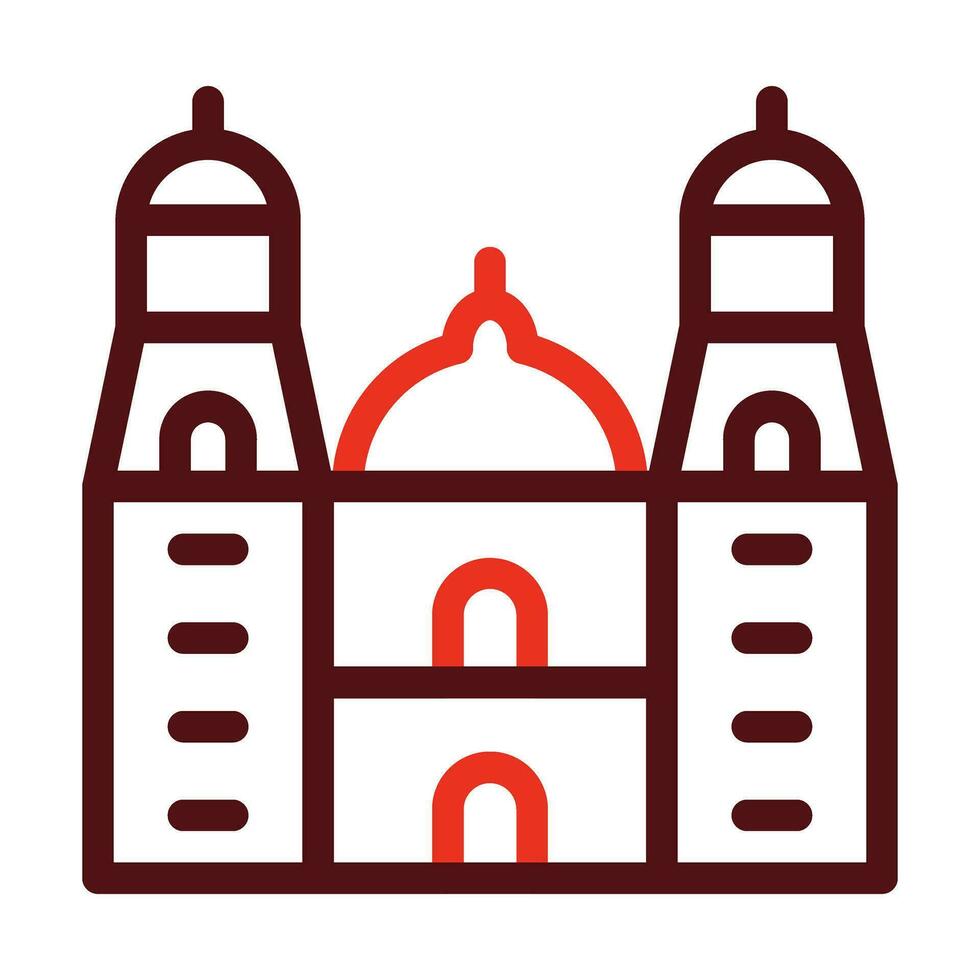 Cathedral Of Morelia Vector Thick Line Two Color Icons For Personal And Commercial Use.