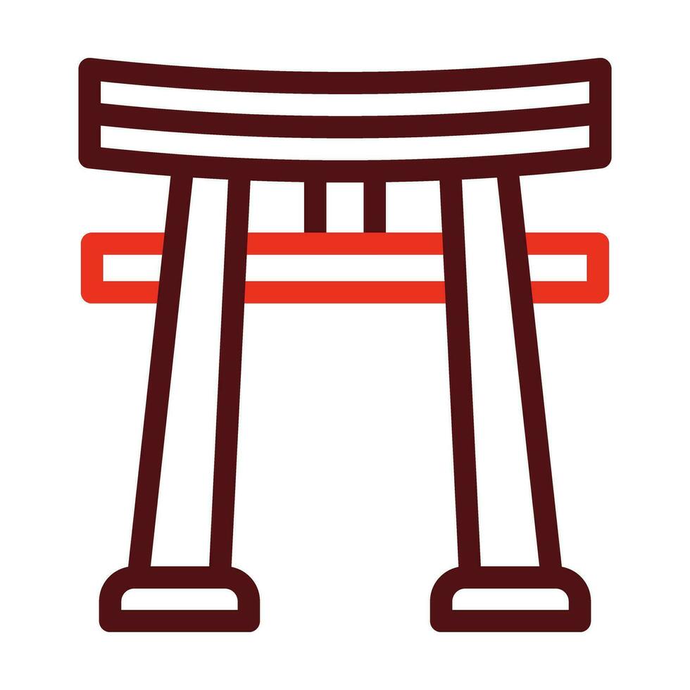Torii Gate Vector Thick Line Two Color Icons For Personal And Commercial Use.
