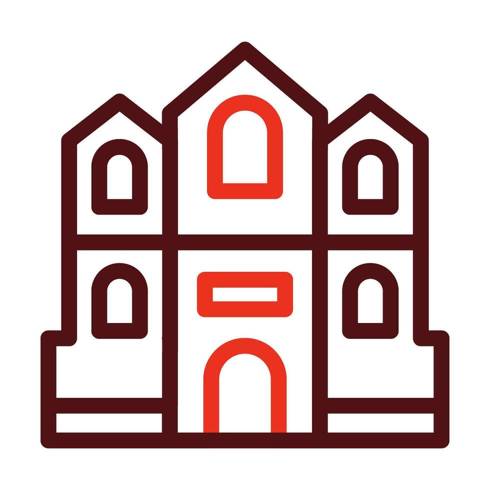 Mian Cathedral Vector Thick Line Two Color Icons For Personal And Commercial Use.