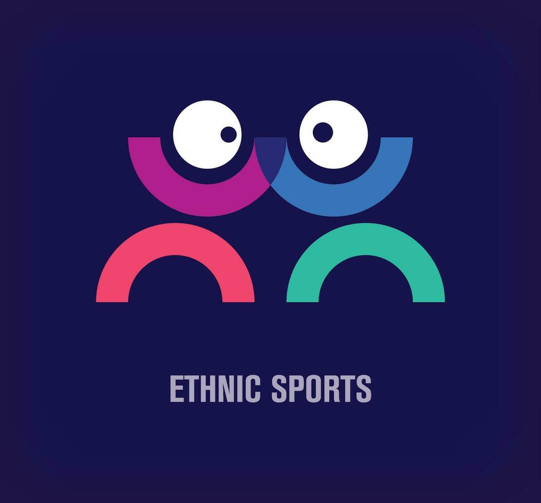 Creative ethnic sports team logo. Unique color transitions. Ethnic sports logo template. vector