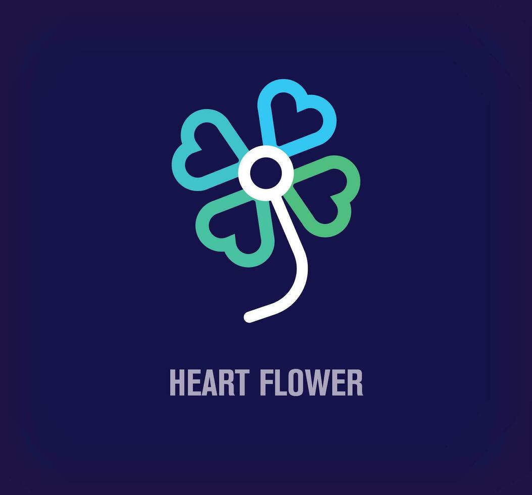 Creative heart flower logo. Unique color transitions. Health life logo template. vector