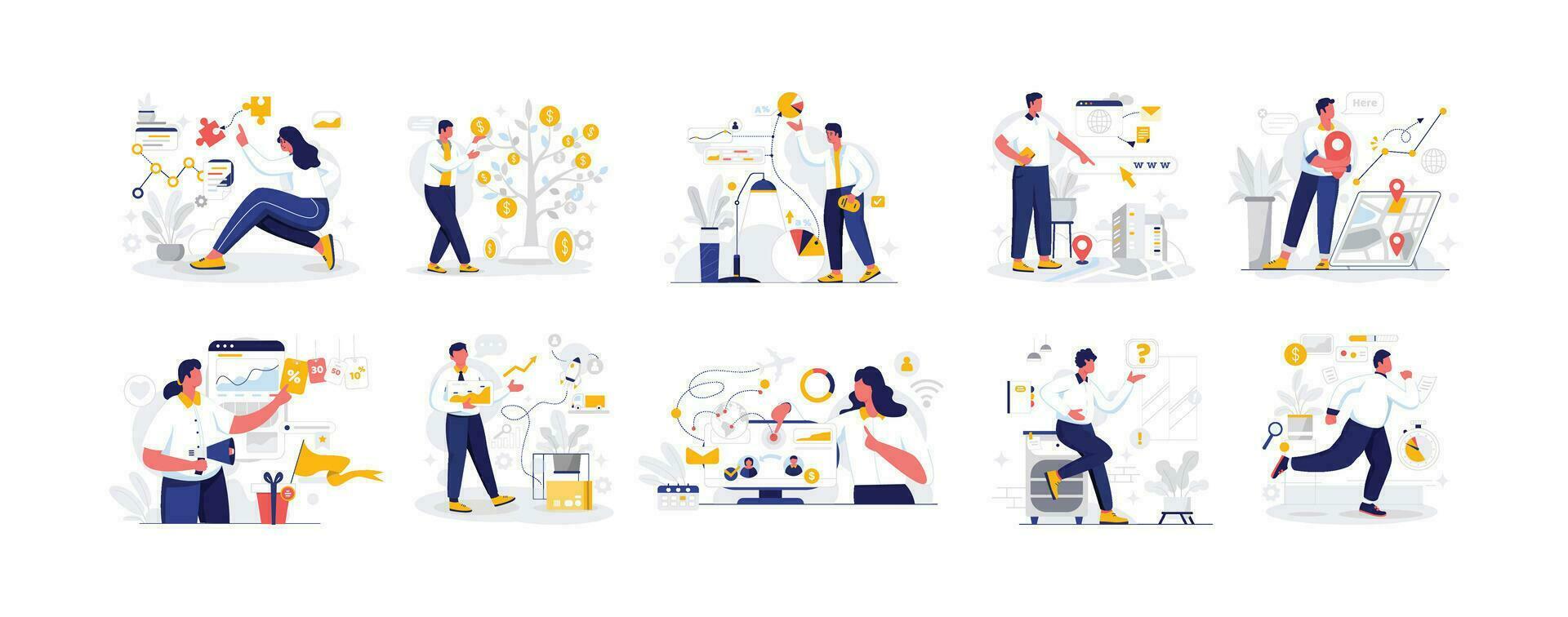 Business Vectors Illustration Flat Line