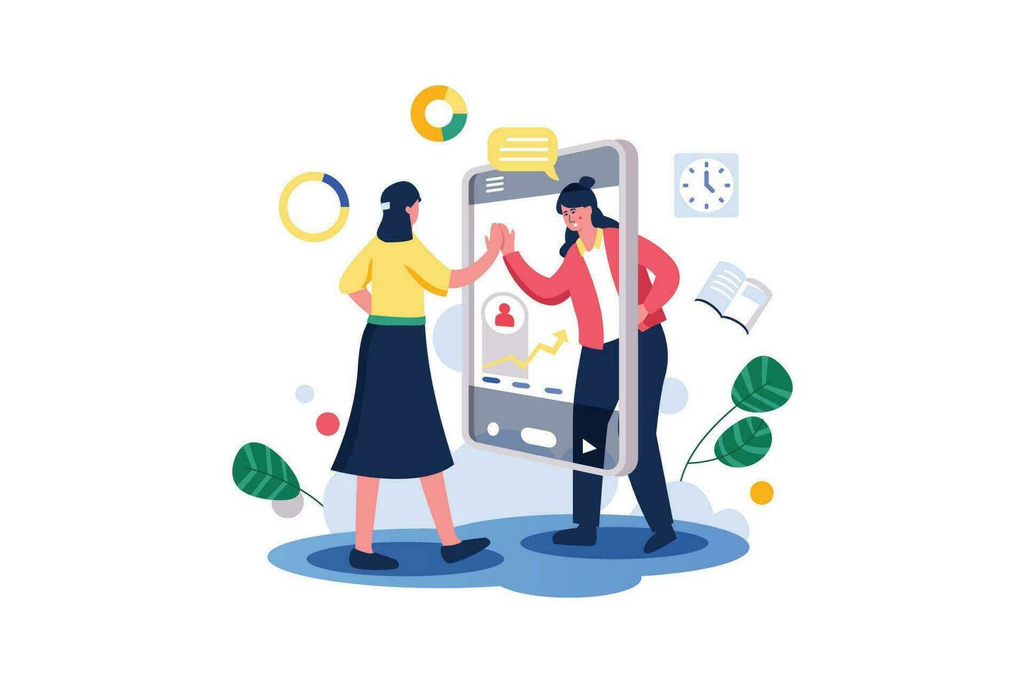 Work Exchange Over The Phone - Flat Vector