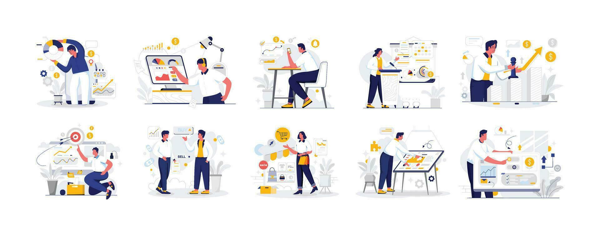 Business Vectors Illustration Flat Line