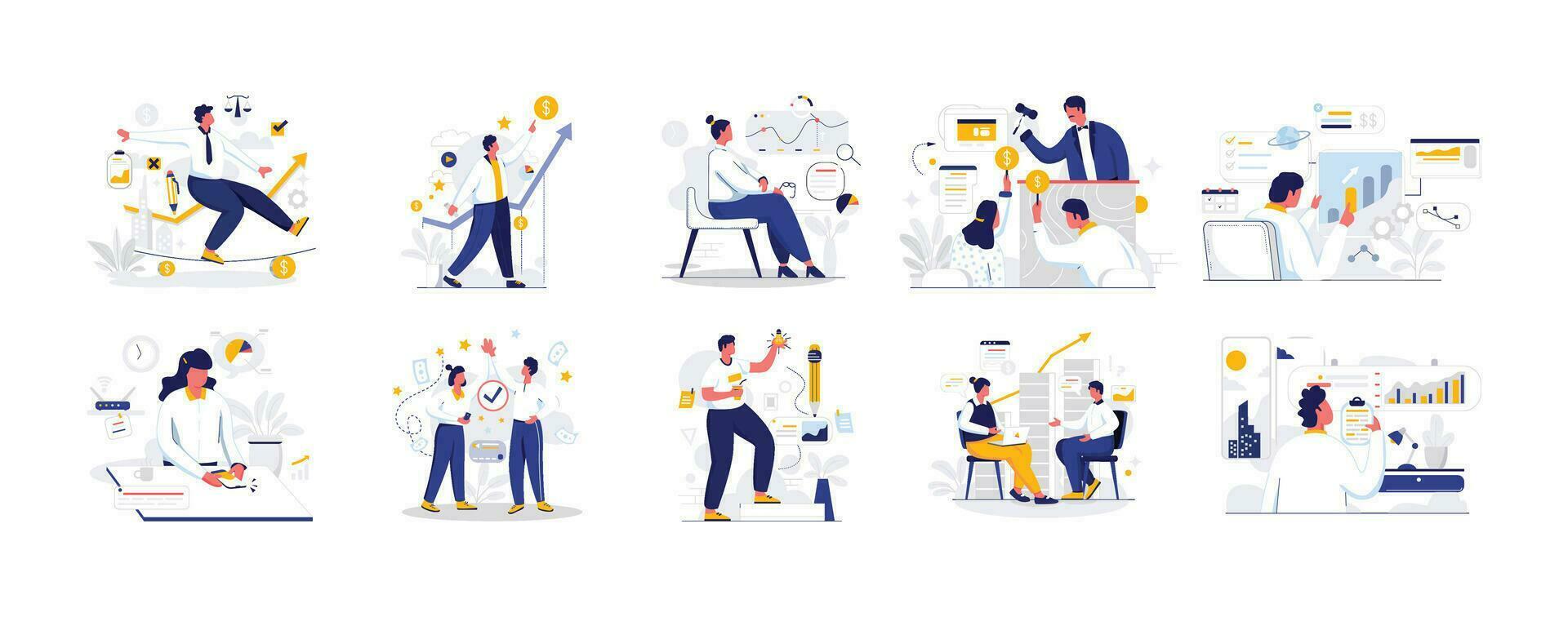 Business Vectors Illustration Flat Line