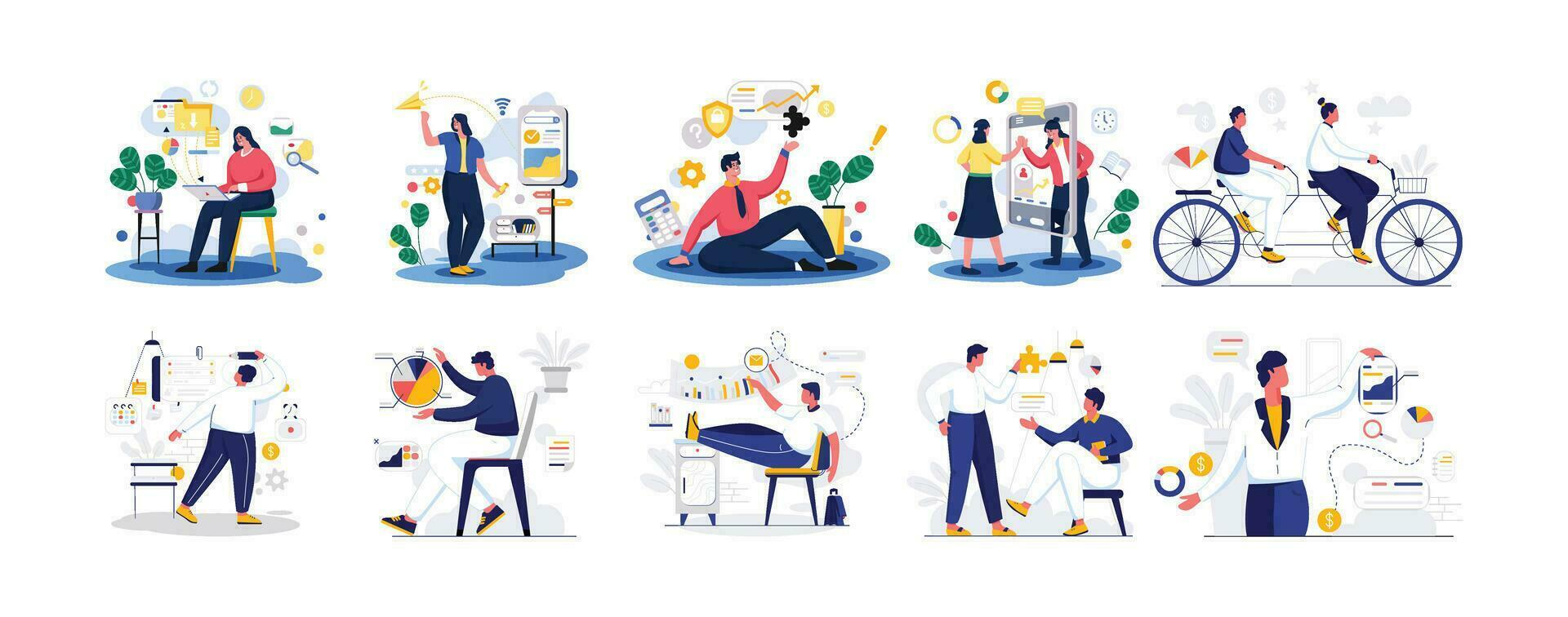 Business Vectors Illustration Flat Line