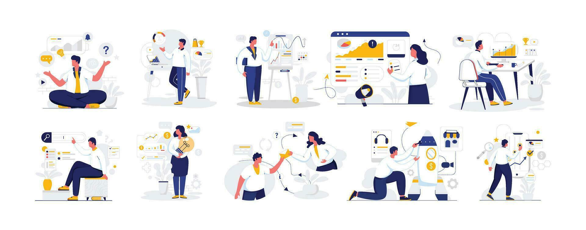 Business Vectors Illustration Flat Line